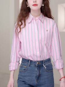 French Commuter Striped Loose Long Sleeve Womens Shirt Autumn Winter New Style Fashionable Layering Slimming Versatile Top