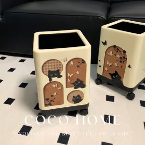 Thùng Rác Tròn Dễ Thương Dung Tích 13L Dùng Trong Gia Đình Có Bánh Xe Nắp Lật Thùng Đựng Rác Cho Thú Cưng Thùng Đựng Rác Nhà Bếp