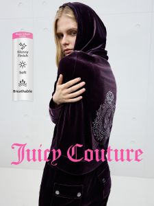 Juicy Couture | Silk Velvet Casual Jacket Hooded Purple Rhinestones