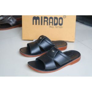 sandal kulit slop pria hitam terbaru/sandal slop pria hitam classic/sandal pria