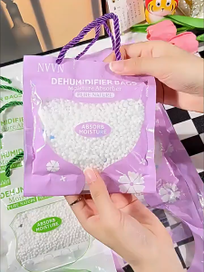 5PCS Hanging Dehumidifier Bags 5 Green & 5 Purple Moisture Absorber Humidity Remover Water Collector Closet Wardrobe Cabinet Bathroom Bedroom Storage Room Car Damp Control Anti Mold Mildew Odor Absorbing Home Organizer Moisture Trap