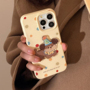 Cute Korean Wave Dot 3D Dog Silicone Phone Case for iPhone 17 pro Max Apple Phone New Model 16 High-End Feeling 15 Creative Personality