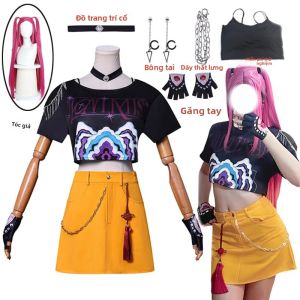 Nữ Anime KPop Thợ Săn Quỷ Mira Trang Phục Hóa Trang Bộ Tóc Giả Huntrix Phù Hợp Cho Tiệc Hóa Trang Halloween Carnival