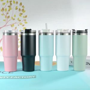 Stainless Steel Double Wall Tumbler Thermos Thermal Cup with Straw - 590ml (20oz) & 890ml (30oz)