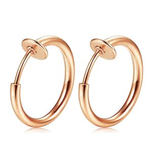 2-6Pc Fake Nose Ring retractable earrings Hoop Faux Lip Earrings Cartilage Septum Clip on Ear Lobe Helix Anti Conch Non Piercing