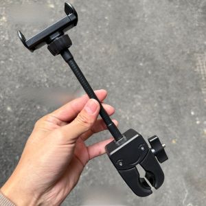 Outdoor Fishing Wheelchair Handlebar Phone Holder ABS Plastic Clamp-On Mobile Stand Universal Length 56cm Lightweight 03kg