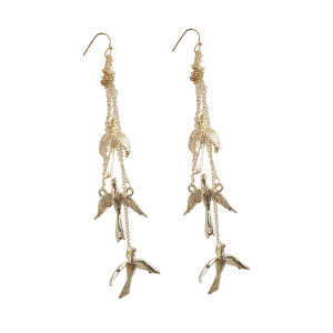Elegant Long Chinese Style Tassel Earrings Unique Design out Original Creation Alloy Silver Gold Finish Fashion Jewelry