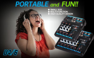 Depusheng U4/6 Portable Mixing Console  Audio Mixer 4/6 Channel USB DJ Sound Controller Interface for PC Gaming Recording Streaming