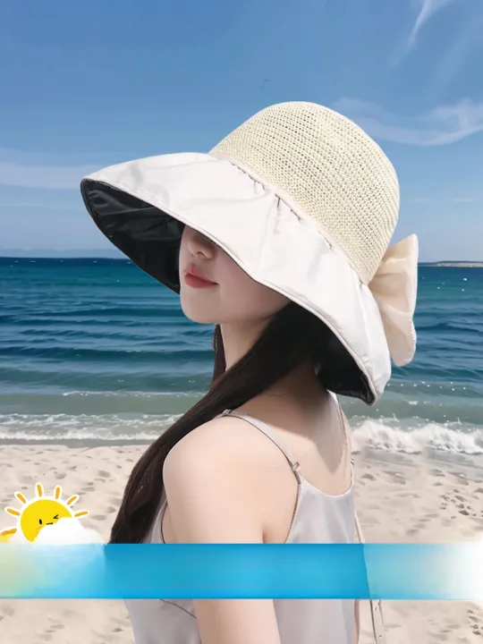 Womens%20UV%20Protection%20Foldable%20Black%20Glue%20Fishing%20Cap%20Face%20Covering%20Beach%20Big%20Brim%20Sunshade%20Hat%20Casual%20Style%20All%20Season%20Use%20-%20Image%205