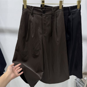 High Waist PU Leather Casual Wide Leg Pants Womens Autumn New Loose Slimming Versatile Trendy Boot Pants Korean Style