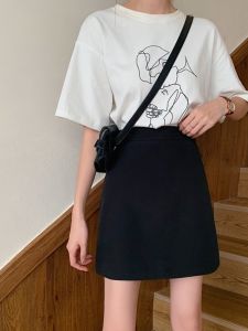 High Waist Black A-Line Mini Skirt Womens plus Size Suit Skirt Cover Hip One Step Skirt Autumn Fashion Commute Style Short Skirt