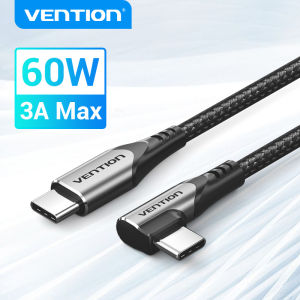 Vention Type C Cord 60W 3A Quick Charing Right Angle Cable for SAMSUNG Galaxy S24 S23 Ultra Xiaomi 14 Huawei Mate60 USB C Cable