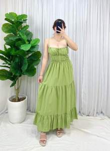 Samantha Shirred Tiered Maxi Dress • JUSTHIS CLOTHING