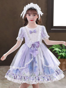Lolita Princess Skirt Dress for Girls Cute Butterfly Knot Long Sleeve Polyester Cotton Spring Autumn Childrens Clothing