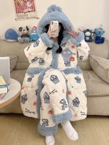 QIANSHUIMILU | Winter Girls Thick Coral Fleece Robe