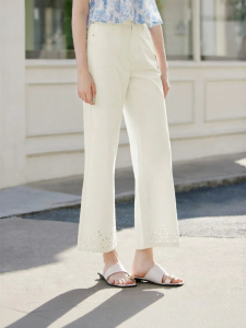 XIANGYING | White High Waisted Straight Leg Jeans