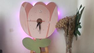 RC 197 Jam Dinding Ukir AESTHETIC HOME Sweet Home Bunga TULIP Hiasan dinding Ruang tamukamar tidur