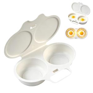 Microwave Egg Poacher Egg Cooker Quick Breakfast Egg Maker Double Egg Cooker Mold Non‑Stick Easy Clean Kitchen Gadget