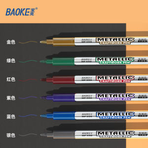 BAOKE MP550 Metallic Marker Pen Silver Gold Paint Pens for Black Paper Glass Rock Painting Halloween Pumpkin