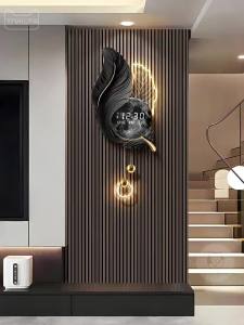 HAOJIUBUJIAN | Luxury Lunar Grille Elegance Feather Glow Digital Wall Clock Year Calendar