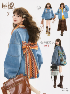 KEIKO | Youthful Style Embroidery Bow Decorated Denim Jacket