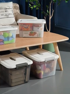 Transparent Storage Box Multi Size Thickened Stackable Clothes Toys Storage Organizer Box With Handle Lid 透明收纳箱