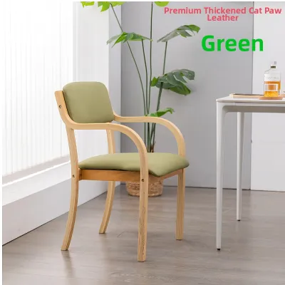 Nursing Home Dining Chair Cat Scratch Leather Solid Wood with Armrest Backrest Restaurant Elderly Chair Home New Nordic Luxury Chair