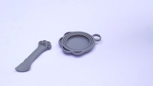 Thìa muỗng đa năng nắp đậy lon đồ hộp Silicon hình chân mèo/Dụng cụ đậy mở vét lon thức ăn chó mèo – Đen Ta pet shop