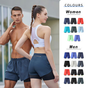 Nam nữ Quần Short chạy Bộ nhanh khô hai lớp chống chói 2 trong 1 đào tạo quần đùi thể thao chạy bộ gym với túi bên trong lưng bb684