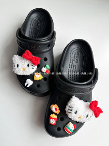 Cute KT Cat Shoe Buckle Decorative Burger French Fries Accessories Plush Cloud DIY Shoe Clip Hole Shoe Flower Red