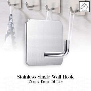 Strong Stainless Steel Powerful Sticky 3M Adhesive Wall Hook Square Minimalistic Modern Heavy Duty