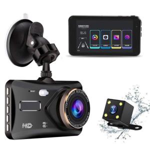 【หน้าจอสัมผัส4.0นิ้ว】กล้องติดรถยนต์ 2กล้องหน้าและหลัง การบันทึกภาพHD กล้องคู่HD 1296P Car Camera กล้องหน้ารถ การบันทึกภาพมุมกว้างพิเศษ มุมกว้าง170° เมนูภาษาไทย