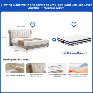 French Cream Style Modern Luxury Bed Top Layer Cow Leather