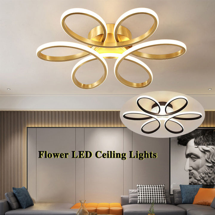 Modern Flower LED Ceiling Light Nordic Tri Color Ceiling Lamp For Bedroom Dinning Room Living