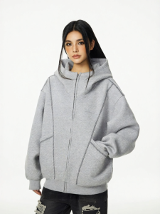 A chock | Heavy Air Layer Zipper Spring Couple Loose Fit Outerwear
