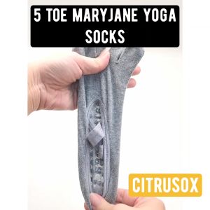 CITRUSOX Anti-Skid Nonslip Yoga / Pilates No-Show Flexible Toe Socks (22~25cm) #1418 - Perfect Solemates for Yoga & Pilates, Criss Cross Elastic Band, Durable Cotton & Polyester Blend, Stretchable Toe Design, Skid Resistant