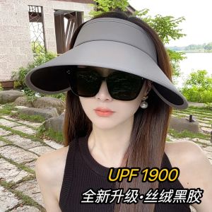 Mũ Che Nắng Ngoài Trời Bằng Vải Nhung Mới Nâng Cấp Màu Đen Bóng Cỡ Lớn Mùa Hè 2025 Mũ Trùm Đầu Hình Chữ V Cho Nữ