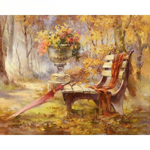 KAYOU | Chair Park Autumn Landscape DIY Painting By Numbers Wall Art Picture Handpainted Oil Painting for Home Decor Frameless