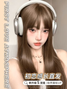 Natural Black Long Straight Hair Wig Womens Full Head Covering Imitation Real Human Hair Linen Brown Color Change Hair Style