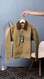 Work Jacket Kanvas Marsoto Suede Art Indigo Streetwear - Coklat