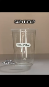 【50 PCS】Gelas Plastik Bening / U Cup Oval Thinwall PP 14oz 400ml Gelas Boba /TUTUP CEMBUNG LID DOME