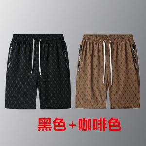 Ice Silk Quick Dry Summer Mens Sports Casual Drawstring Elastic Waist Short Pants Five-Quarter Length Running Shorts