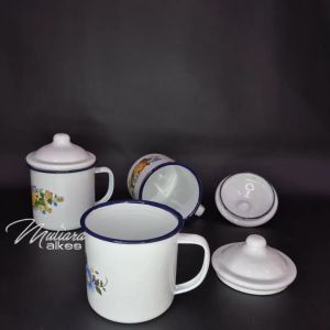 Cangkir Enamel Jadul Motif Bunga GSF