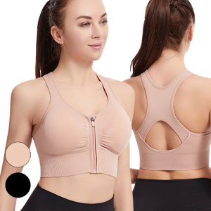 Sports Bra Women XL-XXXXL Front Zipper Underwear Fitness Shirt Push Up Yoga Crop Top Bras Athletic Vest Gym Sportswear