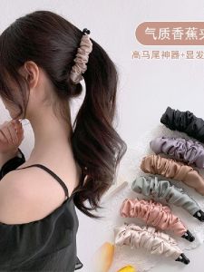 Banana Clip Vertical Clip High Ponytail Hairpin Back Head Updo Hair Clip Headdress Satin Fabric Twist Clip Stretch Horizontal Clip Women