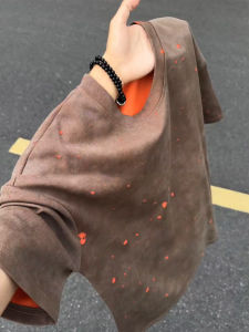 Men Summer Vintage Tie-Dye Washed Ripped T-Shirt Short Sleeve