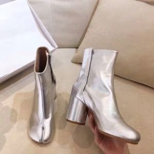Ninja Horse Hoof Boots round Toe High Heel Short Boots Womens Autumn Winter New Style Glittering Popular Martin Boots