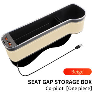 Đèn LED Ô Tô Khe Cắm Ghế Ngồi Chống Trống Trống Không Gian Hộp Đựng Cốc 7 Màu Thay Đổi Sạc USB Hộp Sắp Xếp Đồ Dùng Chất Liệu Da + ABS Phụ Kiện Ô Tô
