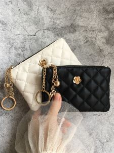 Mini Womens Wallet Short Thin New Style Driving License Key Bag Card Holder Tea Flower Diamond Zipper Coin Purse