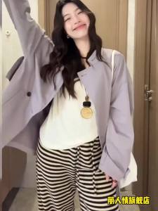 LIRENQING | Áo Blouse Mỏng Phong Cách Hàn Quốc Màu Tím
